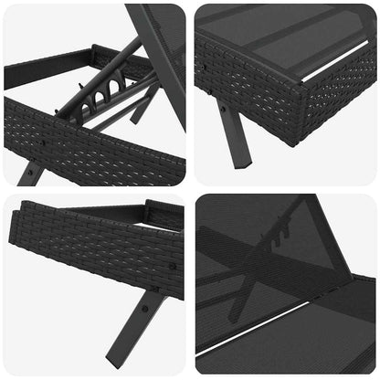 280421 - vidaXL Shezlong Dielli i Zi 197 x 70 x 82 cm prej Polietileni Ratan