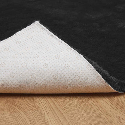 280450 - vidaXL Qilim Anti-Rrëshqitës me Lesh Lepuri Artificial OLITE i Zi 80 x 150 cm Poliester