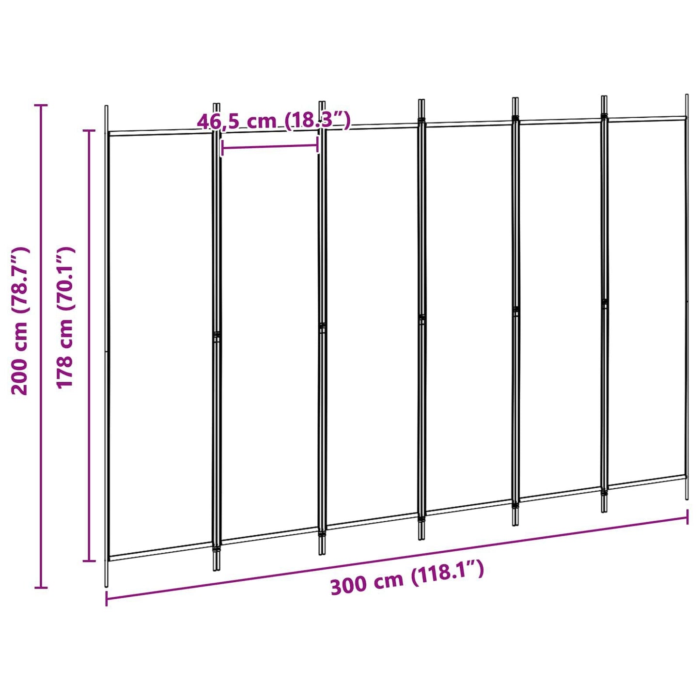 280478 - vidaXL Ndarëse Dhome me 6 Panele, Ngjyrë Bezhë 300 x 200 cm, Pëlhurë