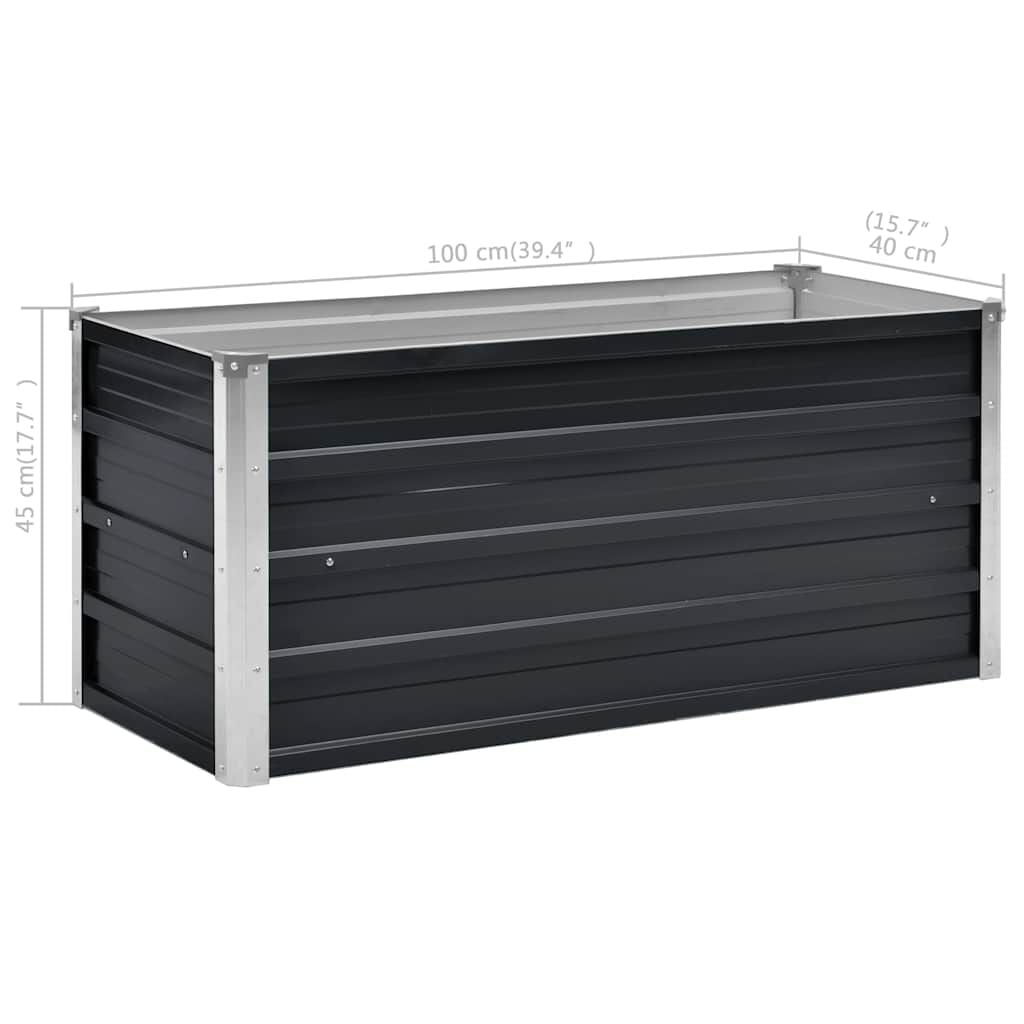 265418 - VIDAXL Shtrat i ngritur për kopsht, ngjyrë antraciti 100x40x45 cm, celik i galvanizuar