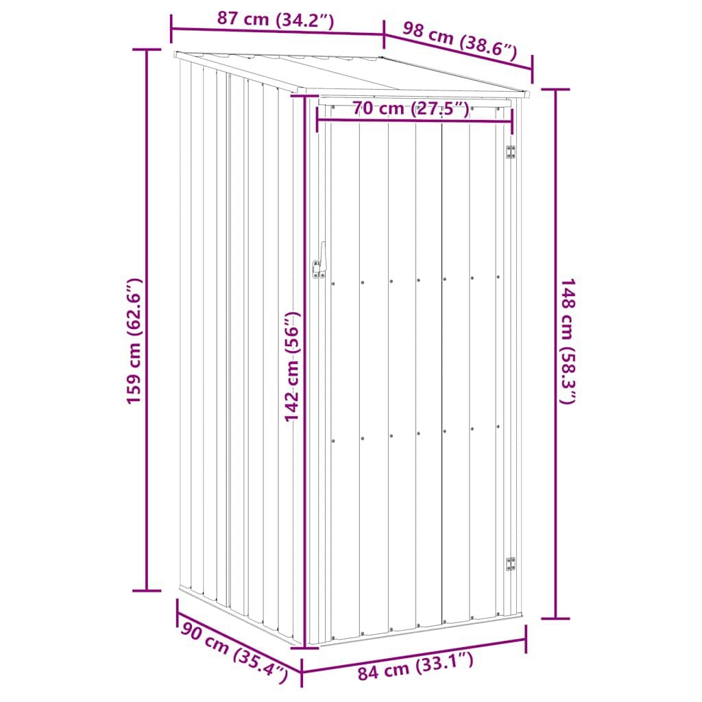 280492 - VIDAXL Kasolle Kopshti Antracit 87x98x159 cm Çelik i Galvanizuar