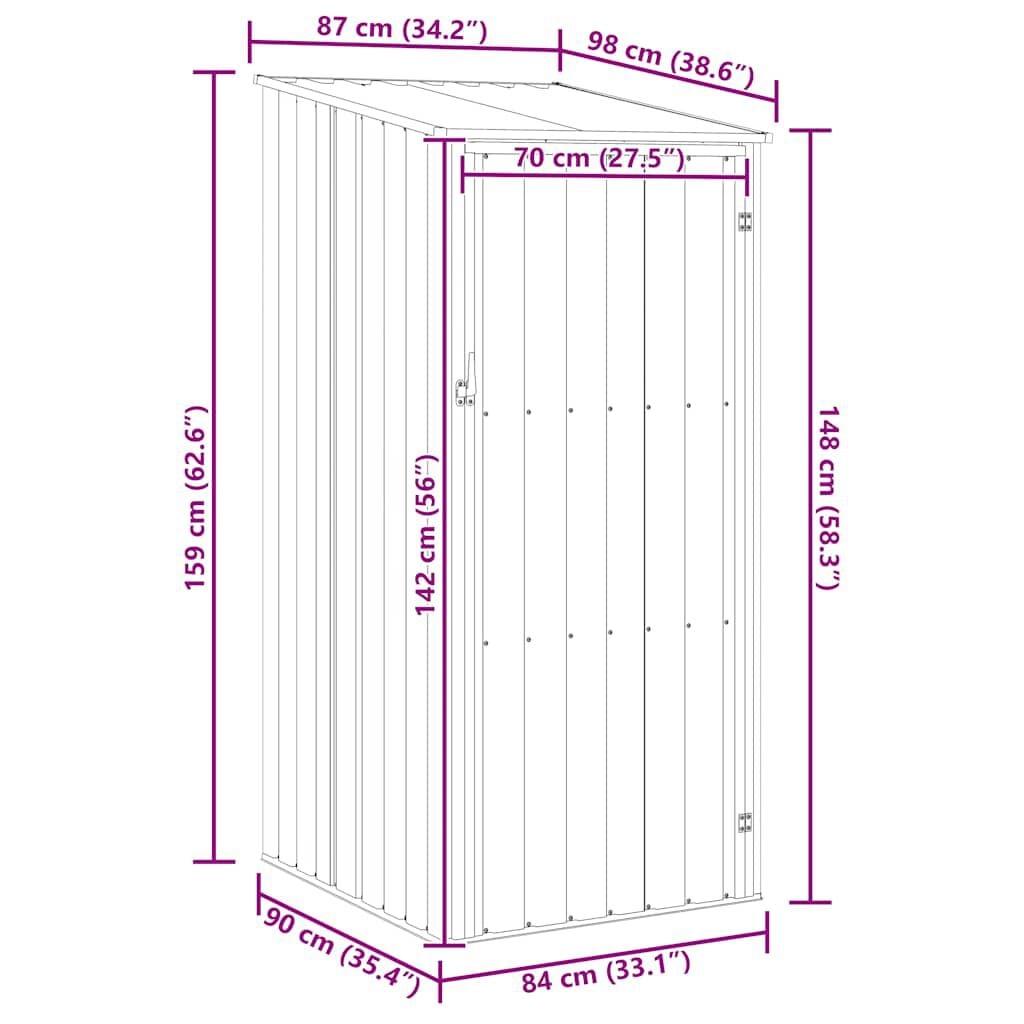 265426 - VIDAXL Kasolle Kopshti Kafe 87x98x159 cm Çelik i Galvanizuar
