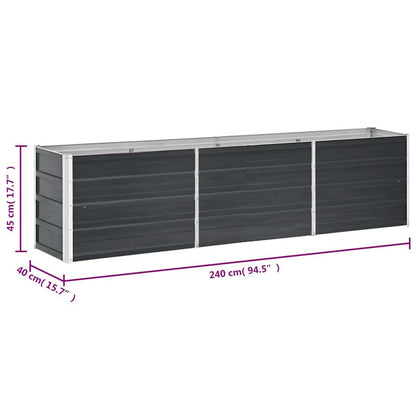 280108 - VIDA XL Shtretër i ngritur për kopsht, çelik i galvanizuar 240x40x45 cm Antracit