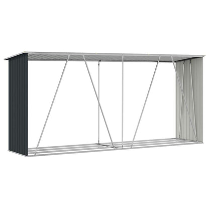 280502 - VIDAXL Hangar për Kopsht me Trungje, Çelik i Galvanizuar 330x84x152 cm Antracit