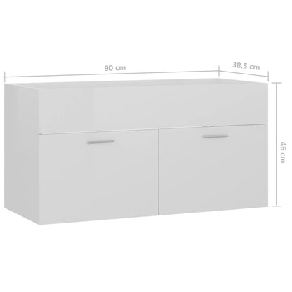 265453 - VIDAXL Dollap Lavamani, Ngjyrë e Bardhë me Shkëlqim të Lartë, 90x38,5x46 cm, Dru i Inxhinieruar