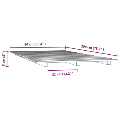 280536 - VIDAXL Kornizë Kreveti pa Dyshek Gri 90x200 cm Dru Pishe