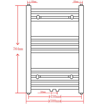 265007 - Radiator me kontejner peshqirësh për ngrohje qendrore në banjo, i zi, me përmasa 500 x 764 mm