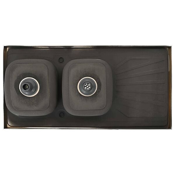 181581 - VIDAXL Lavaman Kuzhine me dy Lavamane, Dimensione 1200x600x155mm, Materiali Çelik Inoks, Ngjyre Argjendi