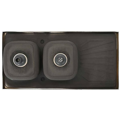 181581 - VIDAXL Lavaman Kuzhine me dy Lavamane, Dimensione 1200x600x155mm, Materiali Çelik Inoks, Ngjyre Argjendi