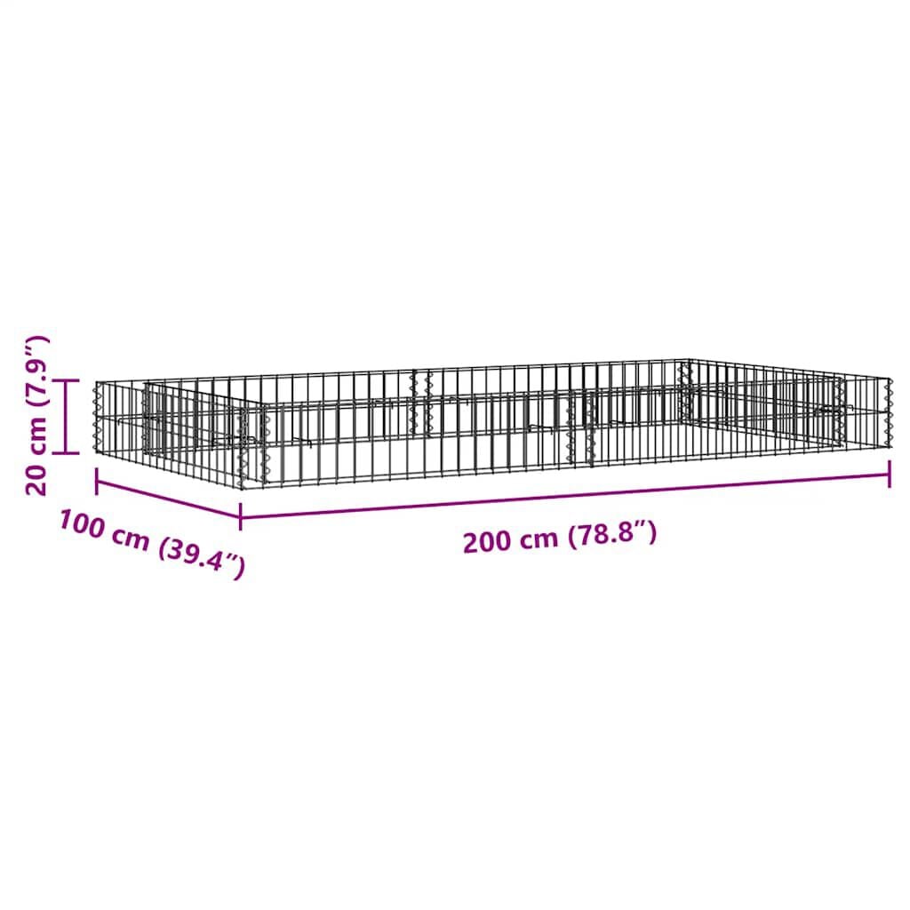 265022 - VIDAXL Shtretër i ngritur me gabion, Çelik i Galvanizuar, 200x100x20 cm