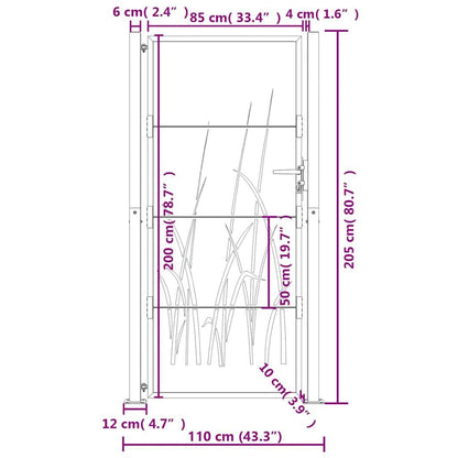 265038 - VIDA XL Portë Kopshti Antracit, 100x200 cm, Dizajn Bari Çeliku