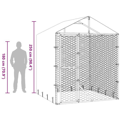 265042 - VIDA XL Kafaz Qeni për Jashtë me Çati 2x2x2,5 m Çelik i Galvanizuar Ngjyrë Argjendi