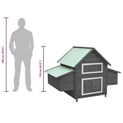 181516 - VIDAXL Kafaz Për Pulesh në Ngjyra Gri dhe të Bardhë, Dimensionet 152x96x110 cm, Materiali Dru i Fortë