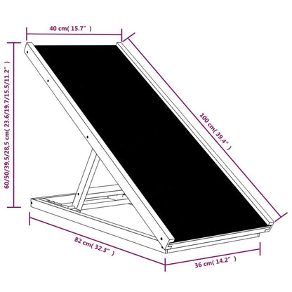 265052 - VIDAXL Rampë për Qen, Gri 100x40 cm, Dru i Masturbuar, Fir
