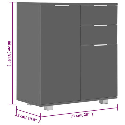 265075 - VIDAXL Bufe Gri me Shkëlqim të Lartë 71x35x80 cm Dru i Inxhinierizuar