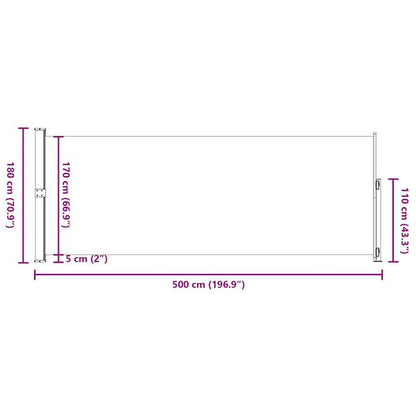 265592 - vidaXL Tendë Anësore e Palosshme për Verandë 180x500 cm, E Zezë