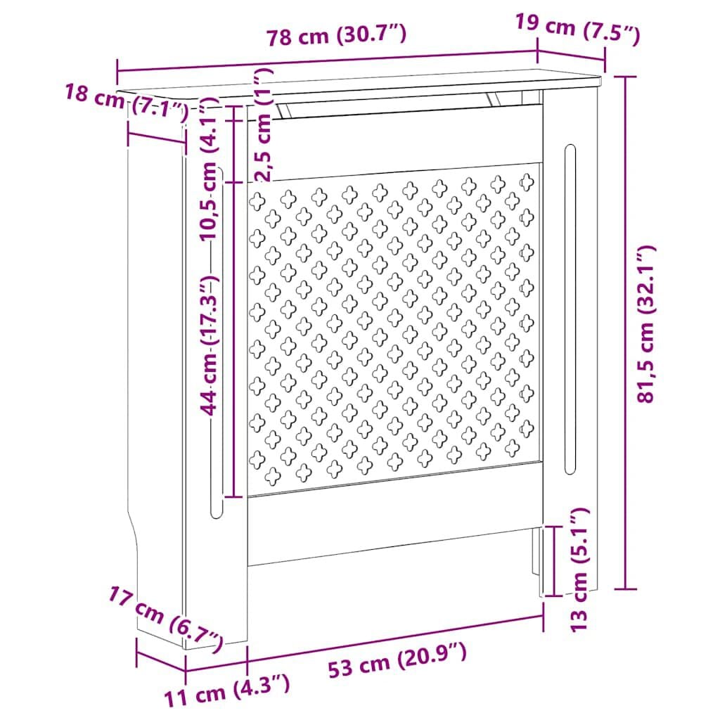 280149 - VIDAXL Mbulesë Radiatori MDF e Bardhë 78 cm