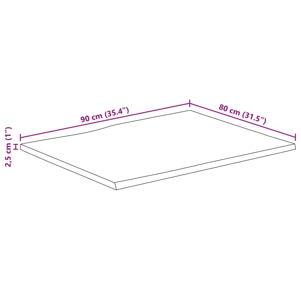 265239 - VIDAXL Sipërfaqe Tavoline Drejtkëndëshe prej Druri të Masturbuar me Skaje Akazie 90x80x2,5 cm