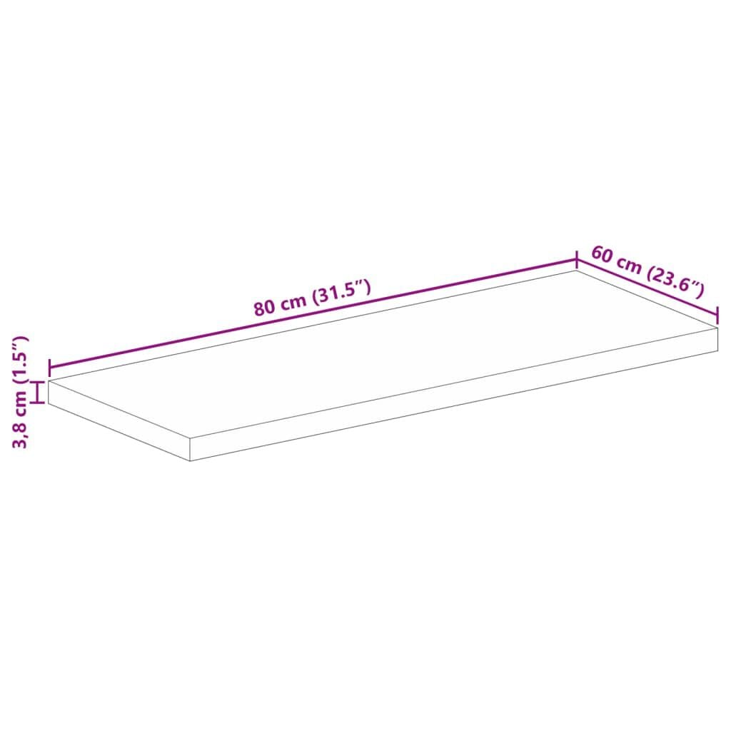 265242 - VIDA XL Sipërfaqe Tavoline Drejtkëndëshe 80x60x3,8 cm Dru i Masturbuar i Ricikluar
