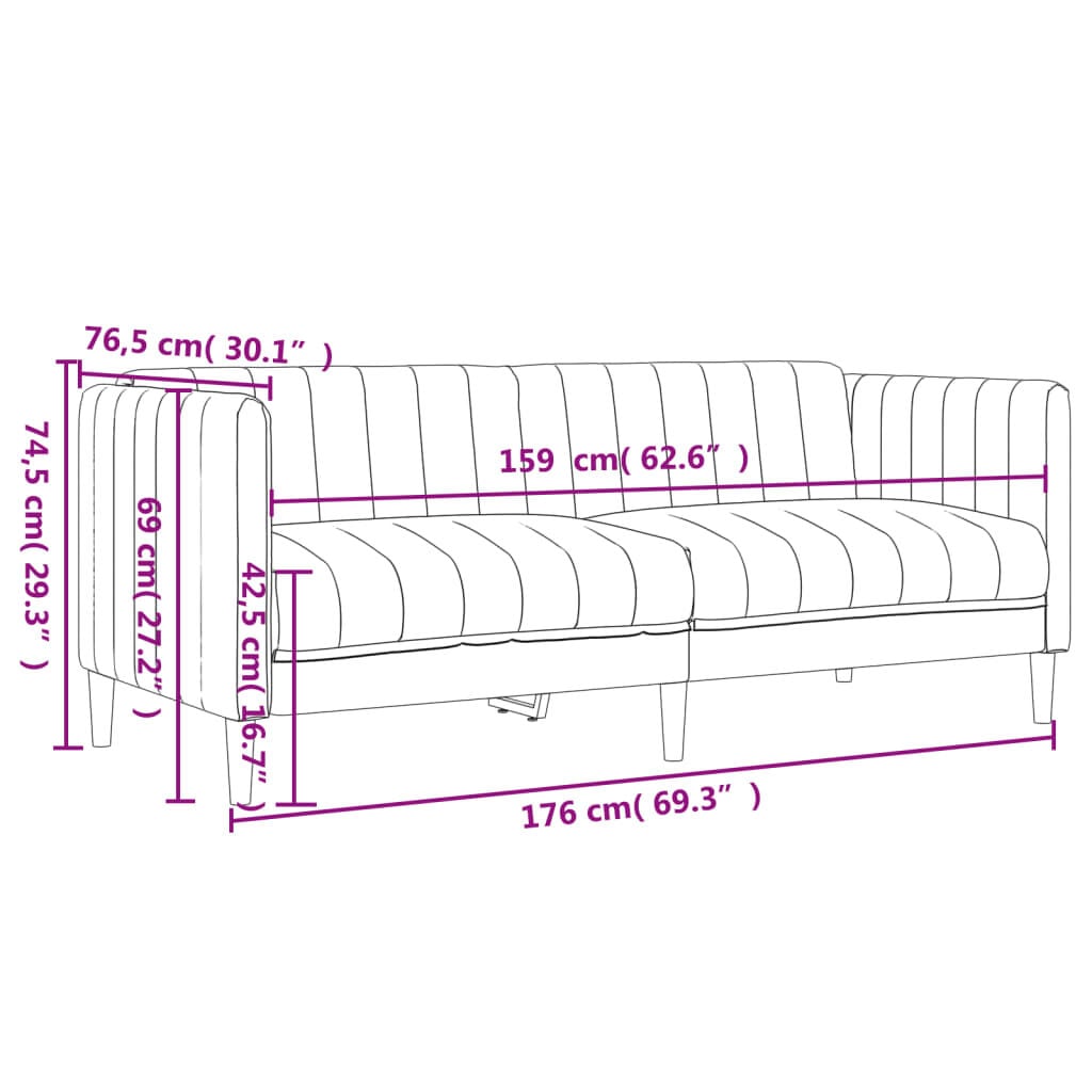 265260 - VIDA XL Divan 2-Vendësh, Material Jeshile i Errët