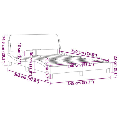 265263 - VIDA XL Kornizë shtrati me kokë shtrati "Dover" Blu 140x190 cm Pëlhurë