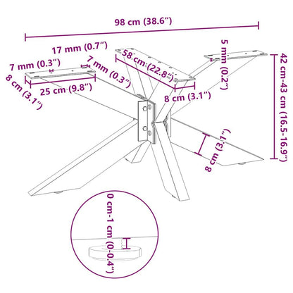 280336 - VIDAXL Këmbë Tavoline kafeje me këmbë në formë merimange, e bardhë 98x58x(42-43) cm, çelik