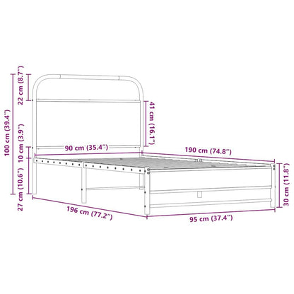 265327 - VIDA XL Kornizë shtrati pa dyshek 90x190 cm, dru i projektuar Sonoma Lis