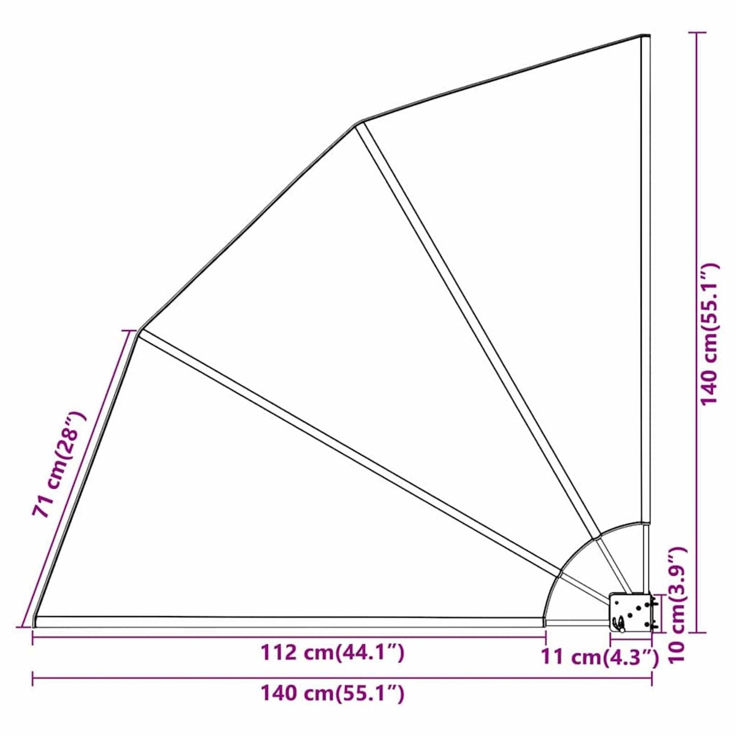 280382 - AAA Ekran për Privatësi Ballkoni 140 x 140 cm, Poliester, Blu Marine
