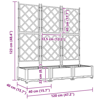 265350 - Vazo kopshti idaXL 3 copë Gri 120 x 40 x 125.5 cm Plastike
