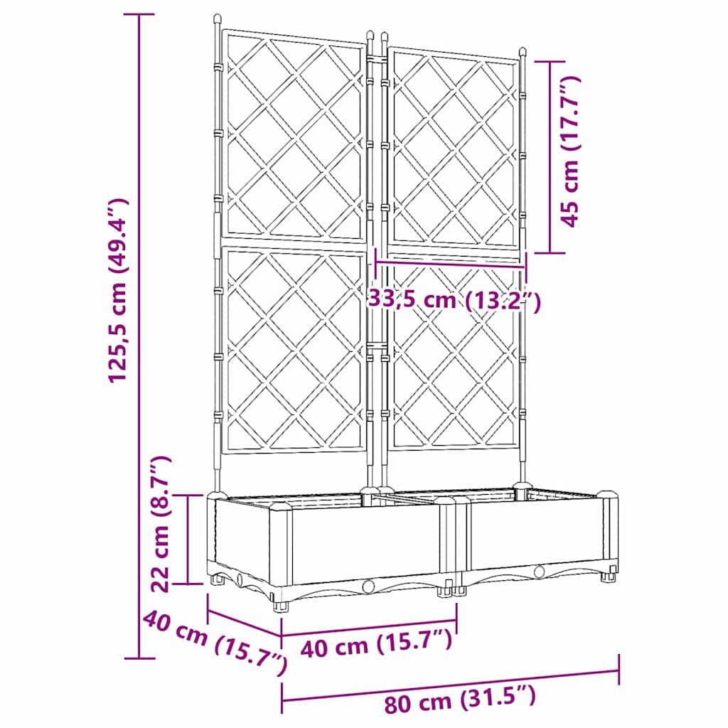 265352 - vidaXL Garden Planter 2 pcs LiGht Grey 80 x 40 x 125.5 cm Plastic