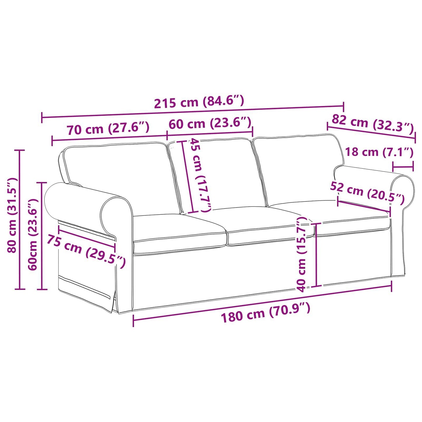 280460 - vidaXL Divan Gri i Çelët 215 x 82 x 80 cm, Pëlhurë, Divan Modern, Dizajn Ergonomik