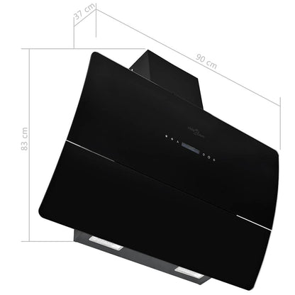 265437 - VIDAXL Aspirator Sobë i Montuar në Mur, Çelik Inoks 756 m³/h 90 cm i Zi