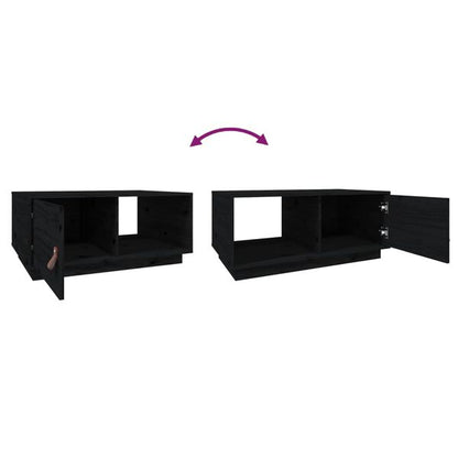 182006 - VIDAXL Tavolinë Kafeje Në Ngjyrë Të Zezë, 80x50x35.5 cm, Prej Druri Pishe