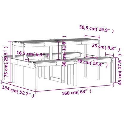 265485 - VIDA XL Tavolinë Pikniku 160x134x75 cm Dru Douglas