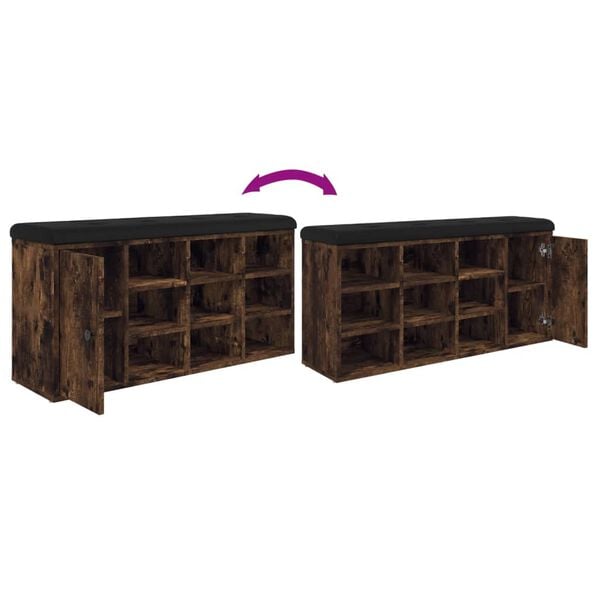 181752 - VIDAXL Stol Këpucësh, Lisi i Tymosur, 102x32x50cm, Dru i Inxhinieruar