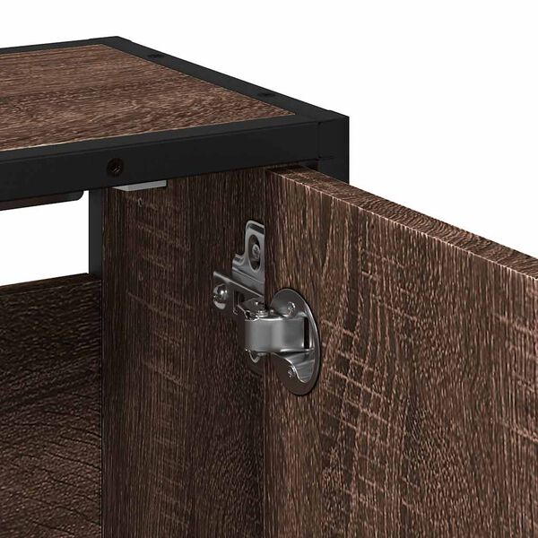 181819 - vidaXL Dollap Pasqyre për Banjë, Ngjyrë Lisi Kafe, Madhësi 65x20x60 cm, Materiali Dru i Inxhinieruar