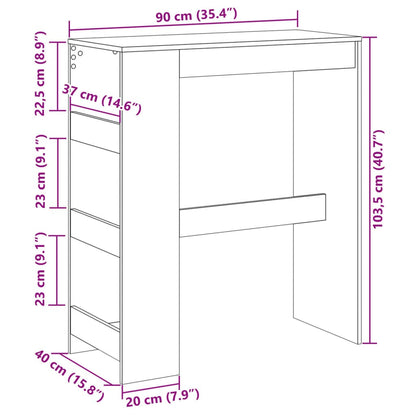 280584 - VIDAXL Tavolinë Bari me Rafte, Lis Artizanal 90x40x103,5 cm, Dru i Inxhinieruar