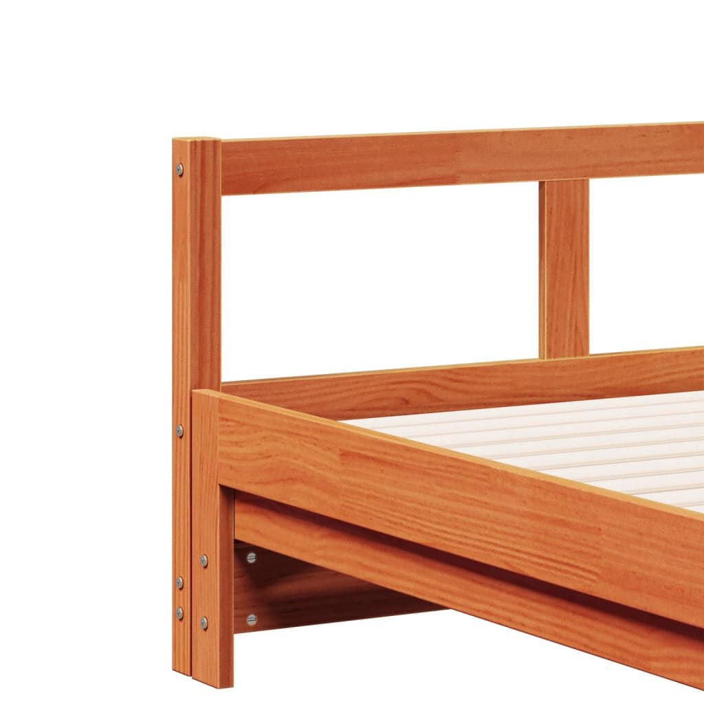 265531 - VIDAXL Divan pa Dyshek Dylli Ngjyrë Kafe 90x200 cm Dru Pishe i Fortë