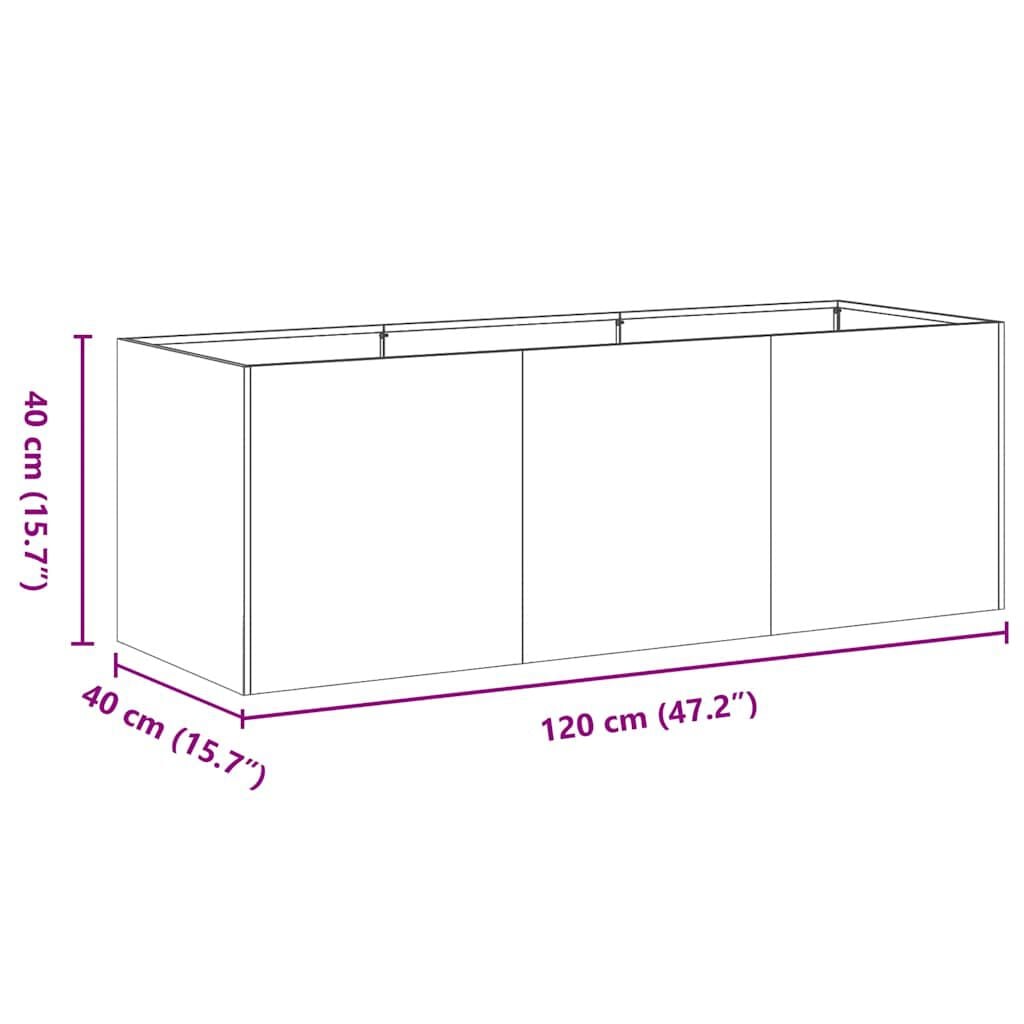 280601 - VIDAXL Vazo Antraciti 120x40x40 cm Çelik i petëzuar në të ftohtë