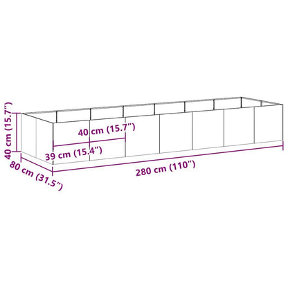 265542 - VIDAXL Vazo e zezë 280x80x40 cm celik