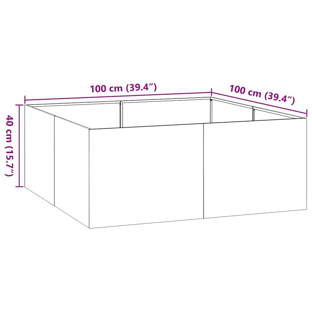 265545 - VIDAXL Vazo Antraciti 100x100x40 cm Çelik