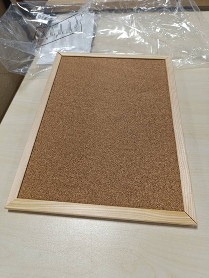 309197 - RAYLU Letër - Karton tape i montuar në mur me kornizë druri pishe, kunja shtytëse dhe komplet montimi, panel tape natyral, tabelë njoftimesh prej tape (40 x 30 cm)