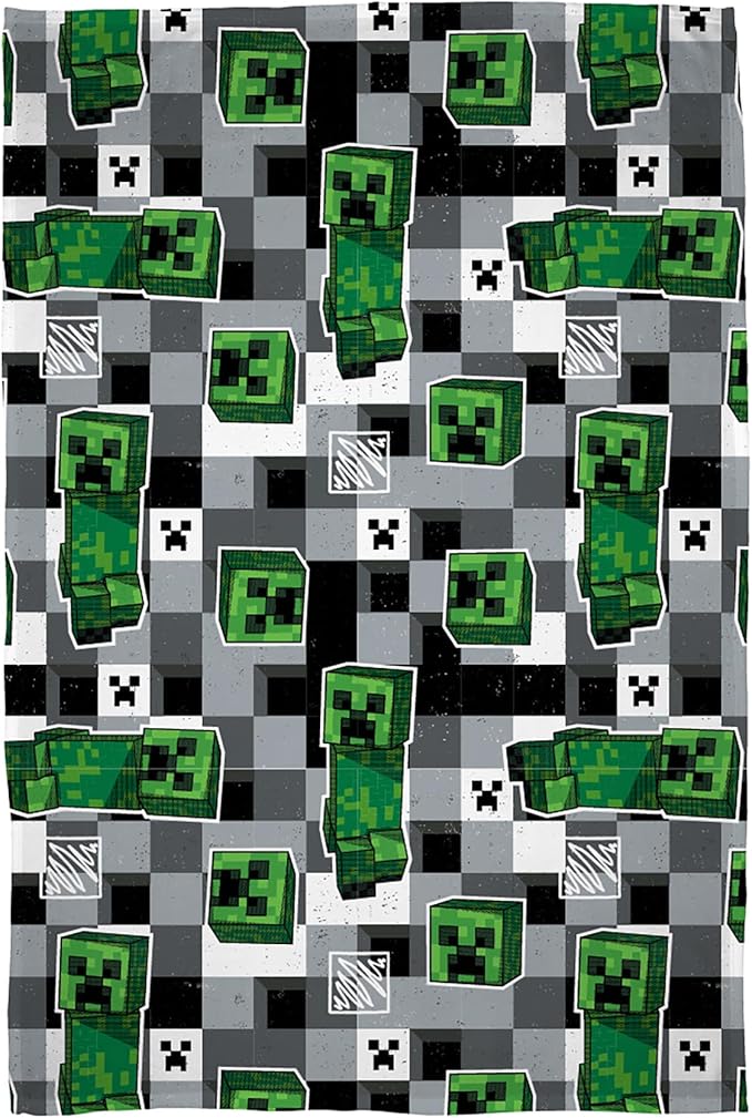 214438 - CHARACTER WORLD Batanije Zyrtare prej Leshi për Botën e Personazheve Minecraft | Batanije e Kthyeshme 2 Anëshe me Dizajn Scribble, Super e Butë, e Ngrohtë