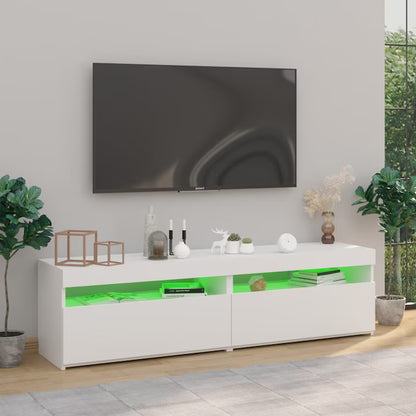 265570 - vidaXL Set me 2 Komoda Moderne për TV me LED – Të Bardha