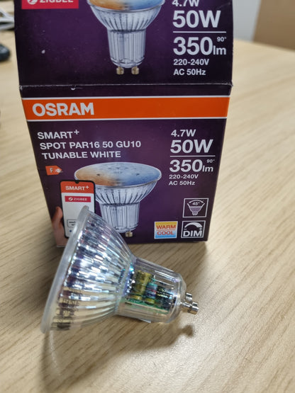 215687 - OSRAM Reflektor SMART LED Spot PAR16 GU10, 4.7W ZigBee 3.0, i Bardhë i Rregullueshëm 2700-6500K, i Errësueshëm