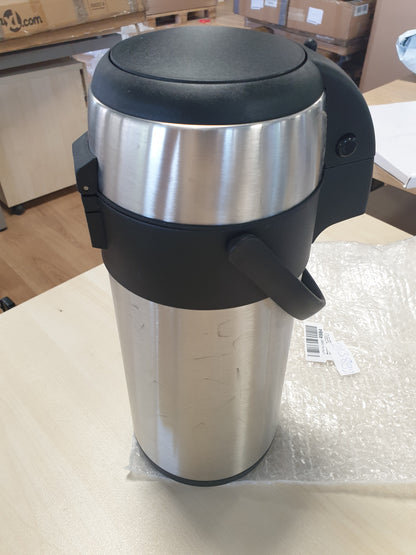 213892 - AXENTIA Airpot në ngjyrë argjendi, enë me pompë e bërë nga çelik inox, vëllimi: afërsisht 3 L - 15 x 15 x 35 cm