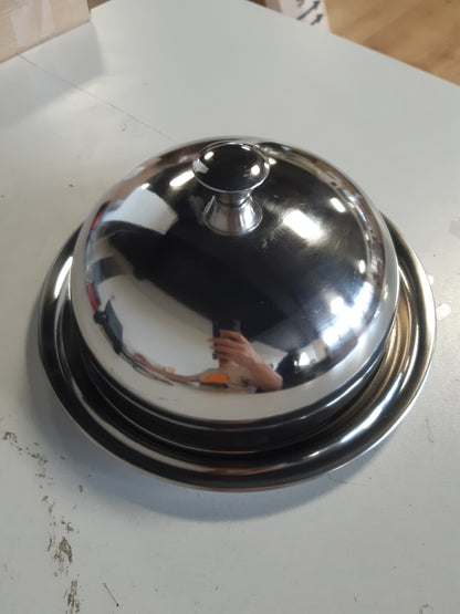 184181 - KOOPMANN INTERNATIONAL Dome për Djathë me Pjatë Servirjeje, Diametri 25 cm, Material Argjendtë