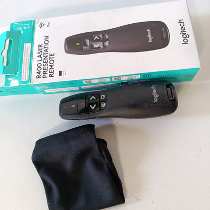 266496 - LOGITECH Telekomandë Prezantimi Pa Tel R400, Marrës 2.4 GHz/USB, tregues lazer i kuq, rreze 15 metrash, 6 butona, kontroll intuitiv, tregues baterie, PC - e zezë
