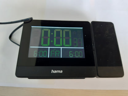 245966 - HAMA - Orë alarmi me projeksion, USB, ekran me prekje, e zezë