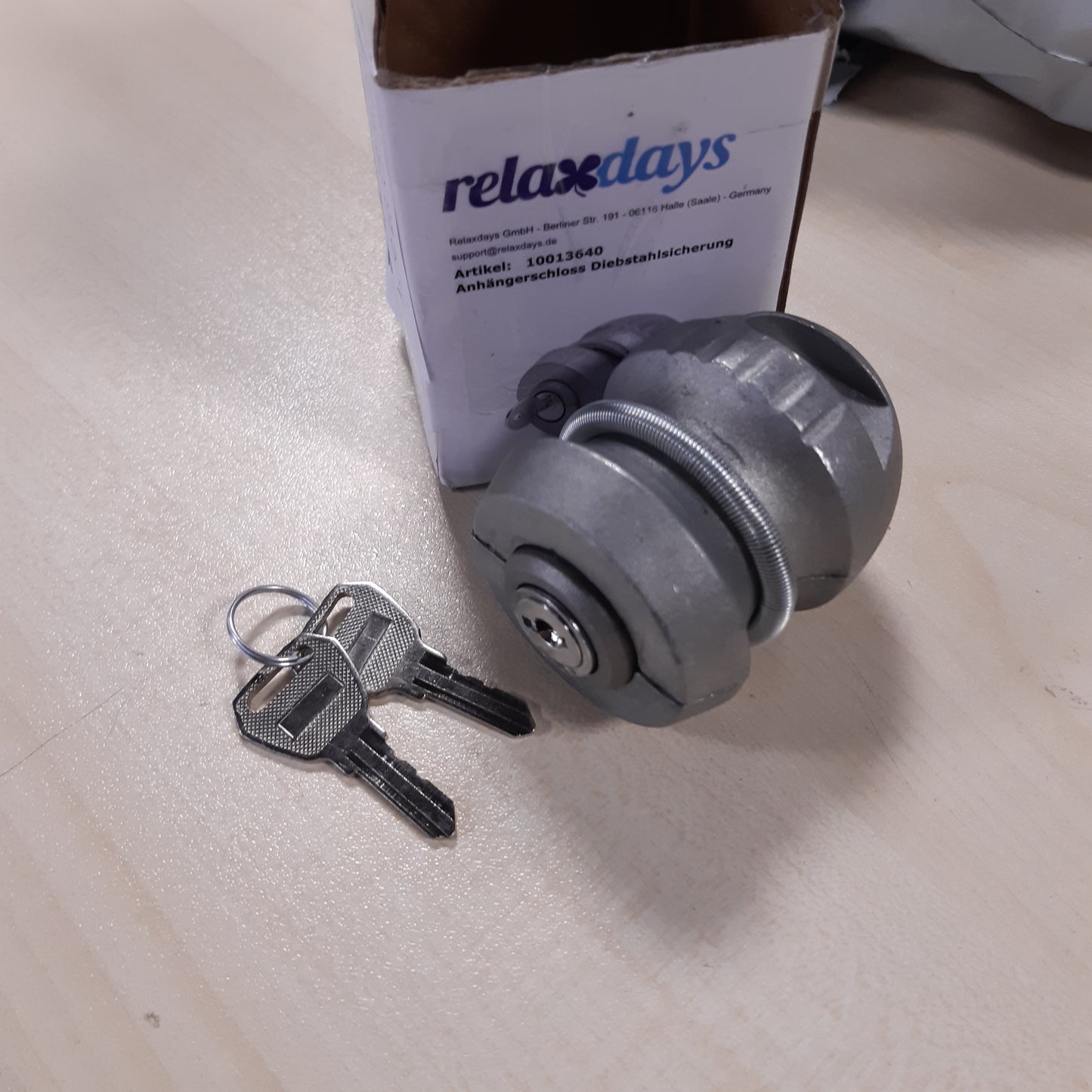 252954 - RELAXDAYS Pajisja kundër vjedhjes e kyçjes së rimorkios 5 cm, gri